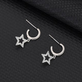 S925 Short Earrings Female Pentagonal Small Star