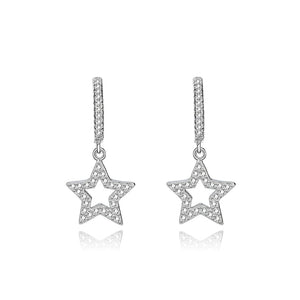 S925 Short Earrings Female Pentagonal Small Star
