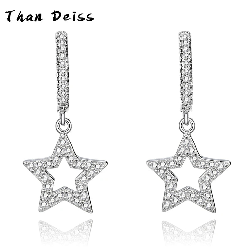 S925 Short Earrings Female Pentagonal Small Star