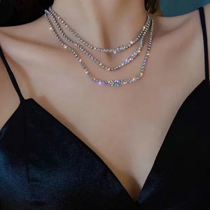 Geometric Crystal Choker Necklace - Statement Jewelry