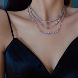Geometric Crystal Choker Necklace - Statement Jewelry