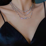Geometric Crystal Choker Necklace - Statement Jewelry