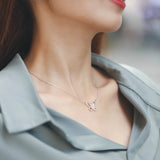 CZ Butterfly Pendant Necklace Wedding Gift 925 Silver Jewelry