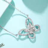 CZ Butterfly Pendant Necklace Wedding Gift 925 Silver Jewelry