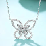 CZ Butterfly Pendant Necklace Wedding Gift 925 Silver Jewelry