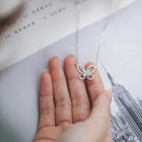 CZ Butterfly Pendant Necklace Silver 925
