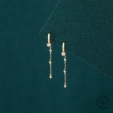 925 Silver Tassel Zircon Chain Earrings Romantic Wedding Jewelry
