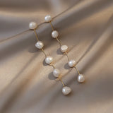 Baroque Pearl Tassel Long Earrings Gothic Girl's Jewelry