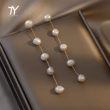 Baroque Pearl Tassel Long Earrings Gothic Girl's Jewelry