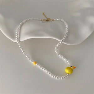 Frog Whale Small Duck Pearl Necklace All-match Collarbone Chain