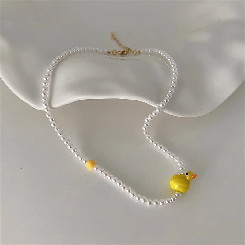 Frog Whale Small Duck Pearl Necklace All-match Collarbone Chain