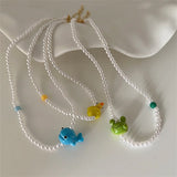 Frog Whale Small Duck Pearl Necklace All-match Collarbone Chain