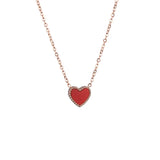Red Heart Pendant Necklace Stainless Steel Chain Jewelry