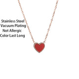 Red Heart Pendant Necklace Stainless Steel Chain Jewelry