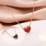 Red Heart Pendant Necklace Stainless Steel Chain Jewelry