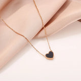 Red Heart Pendant Necklace Stainless Steel Chain Jewelry