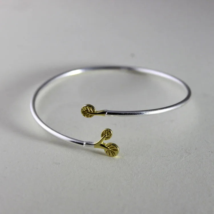 Leaf Bracelet Silver 925 Women's Jewelry Wild Charm