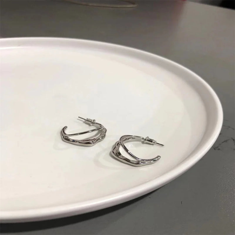 Stainless Steel Metal Hoop Earrings for Women Party Jewelry