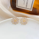 Crystal Daisy Flower Earrings Metal Sunflower Stud Earrings