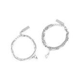 Double Layer Charm Bracelet Heart Pendants Jewelry