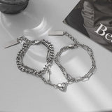 Double Layer Charm Bracelet Heart Pendants Jewelry