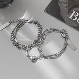 Double Layer Charm Bracelet Heart Pendants Jewelry