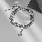 Double Layer Charm Bracelet Heart Pendants Jewelry