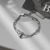 Double Layer Charm Bracelet Heart Pendants Jewelry