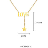 Stainless Steel Clavicle Chain LOVE Charm Star Necklaces Women Girls Jewelry