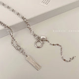 Stainless Steel Pearl Pendant Necklace Punk Cuban Chain Choker