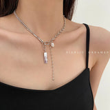Stainless Steel Pearl Pendant Necklace Punk Cuban Chain Choker