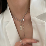 Stainless Steel Pearl Pendant Necklace Punk Cuban Chain Choker