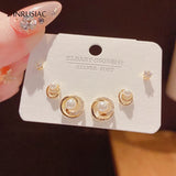Delicate Women Stud Earring Sets S925 Silver Needle Piercing Earrings