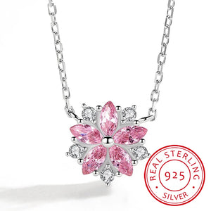 Pink Quartz Silver 925 Necklace for Women Pendant Necklaces
