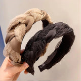 Fairy Silk Lace Gauze Headband Wide Side Multi-layer Cross Knot Headband