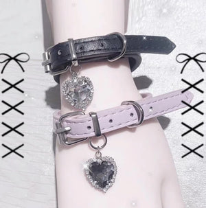Heart Charm Bracelet Pink Leather Bangle Harajuku Jewelry