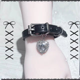 Heart Charm Bracelet Pink Leather Bangle Harajuku Jewelry