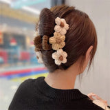 Sweet Flowers Wool Weave Hairpin Shark Clip Hair Accessories