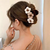 Sweet Flowers Wool Weave Hairpin Shark Clip Hair Accessories