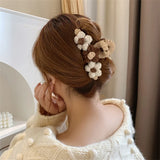 Sweet Flowers Wool Weave Hairpin Shark Clip Hair Accessories