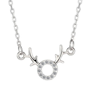 Animal Antlers Pave Stones Pendant Necklace 925 Silver Gift