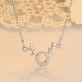 Animal Antlers Pave Stones Pendant Necklace 925 Silver Gift