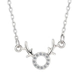 Animal Antlers Pave Stones Pendant Necklace 925 Silver Gift