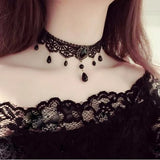 Vintage Lace Choker Necklace with Pendants Gothic Girl Neck Jewelry