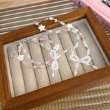 Y2K Crystal Star Bow Pearl Bracelet Sweet Charm Jewelry