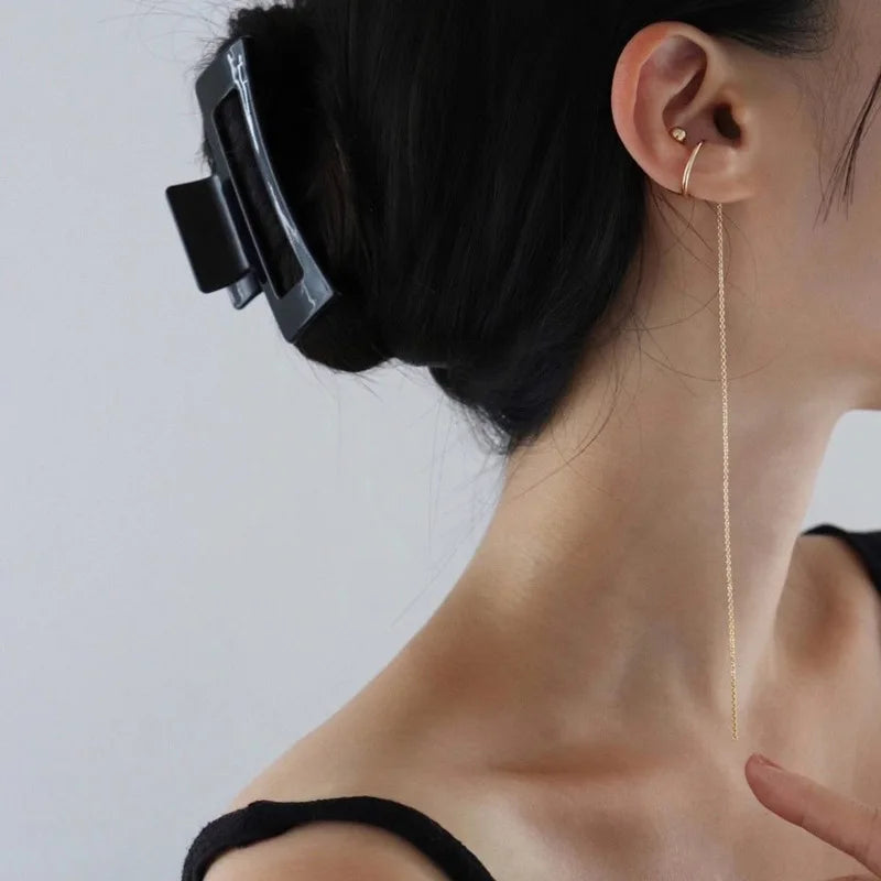 Vintage Silver Tassel Ear Cuff Clip Earrings for Women