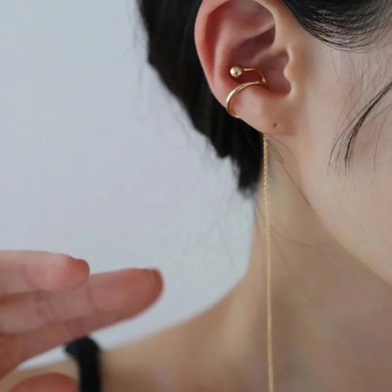 Vintage Silver Tassel Ear Cuff Clip Earrings for Women