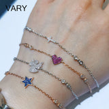 Vintage 925 Silver Zircon Cross Chain Bracelet