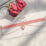 Velvet Choker Necklace Layer Hearts Sparkles Thread Chockers Jewelry