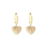 Pink Love Zircon Peach Heart Pearl Earrings Jewelry